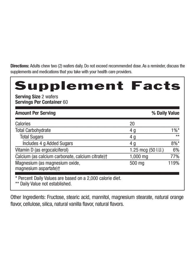 Country Life Calsnack Chewable Calcium Magnesium With Vitamin D 1000Mg/500Mg/50 Iu Dairyfree Vanilla Orange Flavor 120 Wafers Certified Gluten Free Certified Vegan  - Image 3