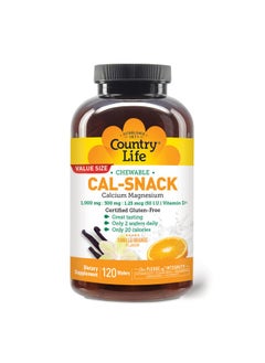 Country Life Calsnack Chewable Calcium Magnesium With Vitamin D 1000Mg/500Mg/50 Iu Dairyfree Vanilla Orange Flavor 120 Wafers Certified Gluten Free Certified Vegan  - Image 2