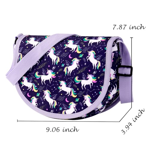 Choco Mocha Girls Purse age 4-6 6-8 8-10, Kids Purses for Girls Unicorn Crossbody Purse for Girl with Should Strap Girl Pocketbook for Kid, Purple - Image 3