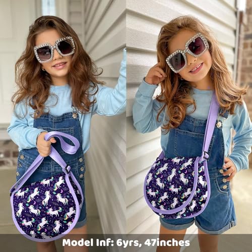 Choco Mocha Girls Purse age 4-6 6-8 8-10, Kids Purses for Girls Unicorn Crossbody Purse for Girl with Should Strap Girl Pocketbook for Kid, Purple - Image 2