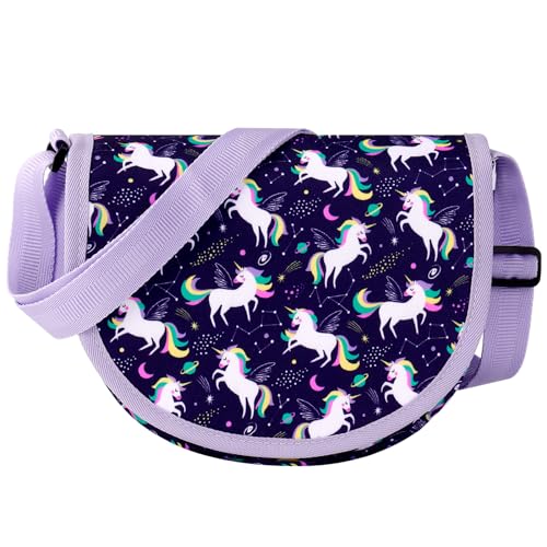 Choco Mocha Girls Purse age 4-6 6-8 8-10, Kids Purses for Girls Unicorn Crossbody Purse for Girl with Should Strap Girl Pocketbook for Kid, Purple - Image 1