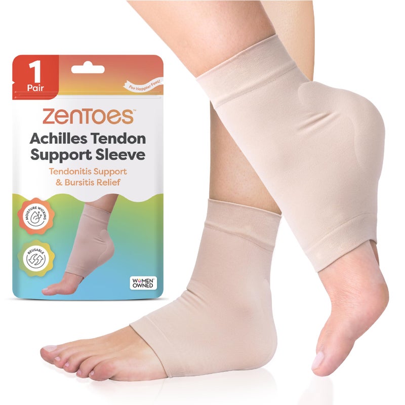 Achilles Tendon Support Sleeve Padded Compression Sleeve for Achilles Tendonitis Relief Haglunds Heel Washable Padded Socks Heel Protectors for Bursitis Relief 1 Pair
