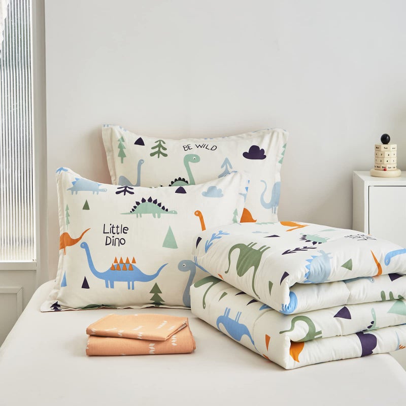 Joyreap Bed in a Bag Cotton, Dinosaur Reversible Design, Twin Size 6-Piece Cotton Bedding Comforter Set for Kids Boys n Girls- 1 Comforter, 2 Pillow Shams, 1 Flat Sheet, 1 Fitted Sheet, 1 Pillowcase - Image 4