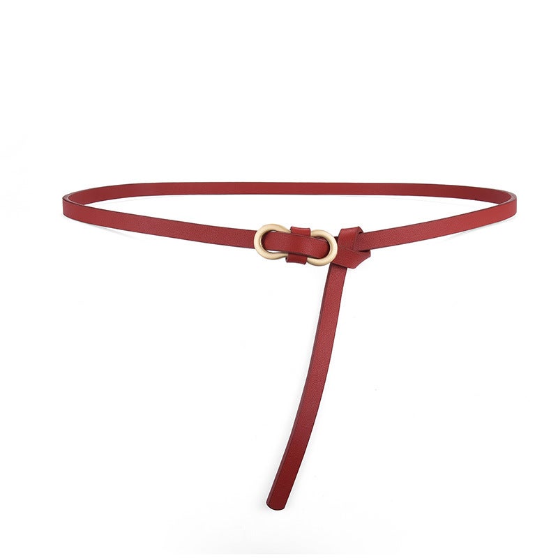 Popular belt womens high-grade fashion all-match dress shirt decorative suit Girls simple thin belt Red 