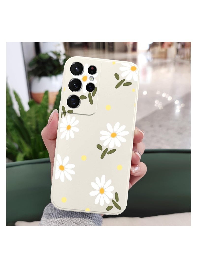for Samsung S21 Ultra Case, for Samsung Galaxy S21 Ultra Case Butterfly Floral Astronauts Creative Sides Phone Cover Fashionablee Designs Soft Silicone Slim S21 Ultra Phone Case-Daisy White - Image 2
