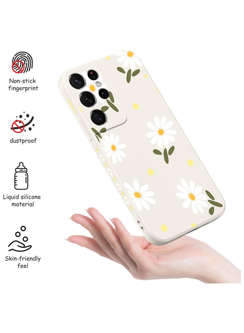 for Samsung S21 Ultra Case, for Samsung Galaxy S21 Ultra Case Butterfly Floral Astronauts Creative Sides Phone Cover Fashionablee Designs Soft Silicone Slim S21 Ultra Phone Case-Daisy White - Image 5