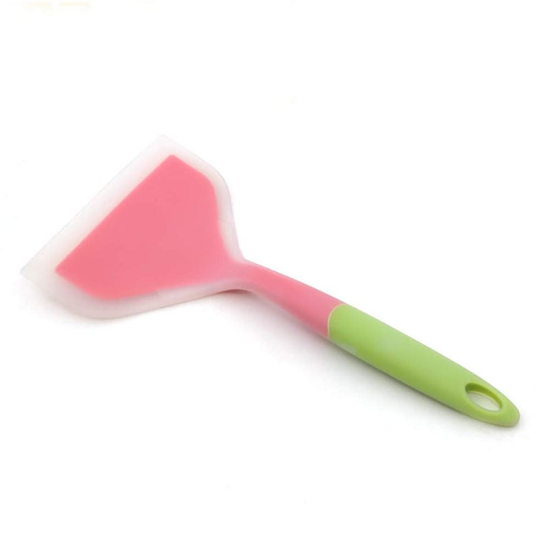 Goeielewe Goeielewe Omelette Spatula 10-Inch Silicone Pancakes Shovel Durable Heat-resistant Wide Spatula Turner Nonstick Fried Shovel for Eggs Crepes Brownies Fish Pancake Pizza (Pink)  - Image 4