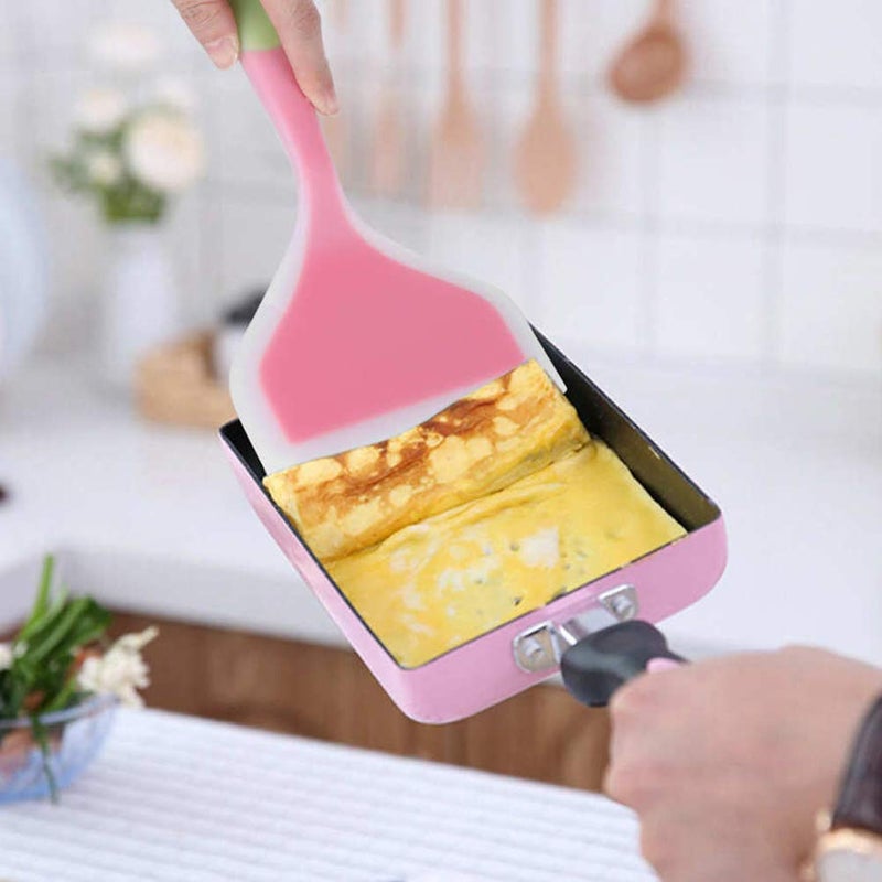 Goeielewe Goeielewe Omelette Spatula 10-Inch Silicone Pancakes Shovel Durable Heat-resistant Wide Spatula Turner Nonstick Fried Shovel for Eggs Crepes Brownies Fish Pancake Pizza (Pink)  - Image 5