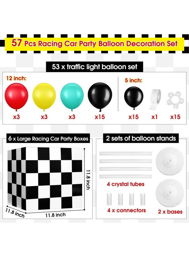 Hungdao Hungdao 95 Pcs Racing Car Birthday Party Decorations Trunk Or Treat Car Decorations Includes Treat Boxes Traffic Lights Balloon Traffic Cones Racing Flags Grid String Flags Racetrack Floor Runner - Image 2