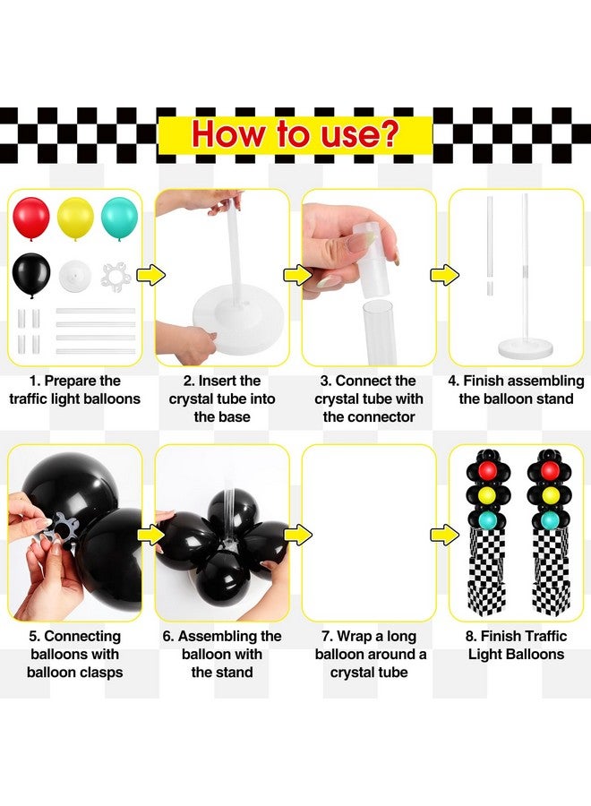 Hungdao Hungdao 95 Pcs Racing Car Birthday Party Decorations Trunk Or Treat Car Decorations Includes Treat Boxes Traffic Lights Balloon Traffic Cones Racing Flags Grid String Flags Racetrack Floor Runner - Image 4