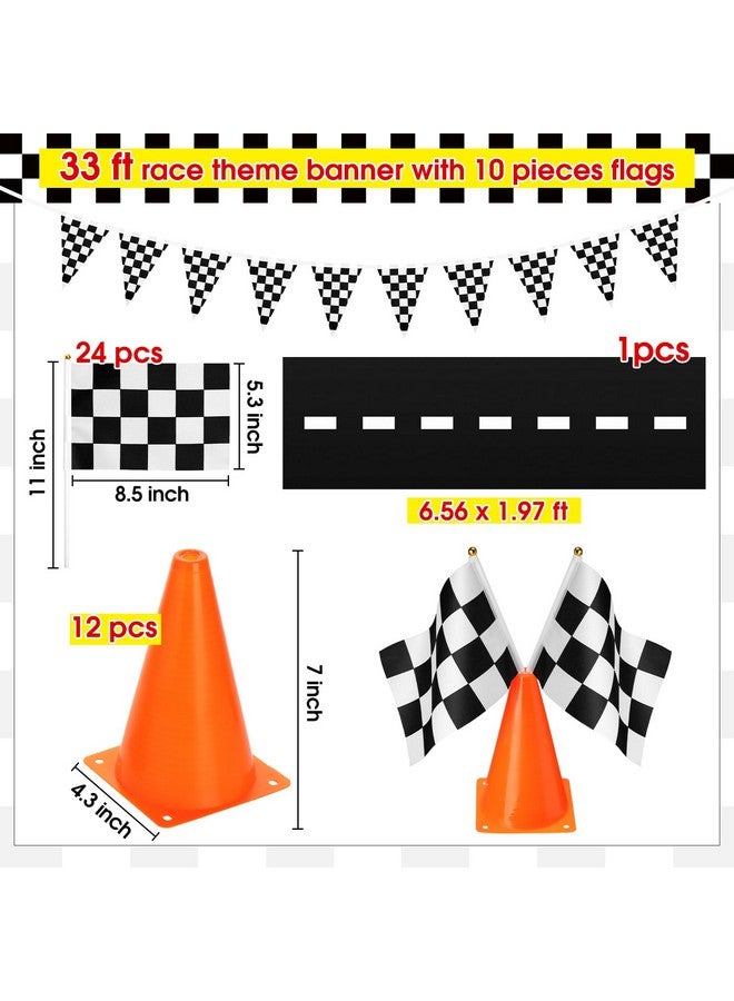 Hungdao Hungdao 95 Pcs Racing Car Birthday Party Decorations Trunk Or Treat Car Decorations Includes Treat Boxes Traffic Lights Balloon Traffic Cones Racing Flags Grid String Flags Racetrack Floor Runner - Image 3