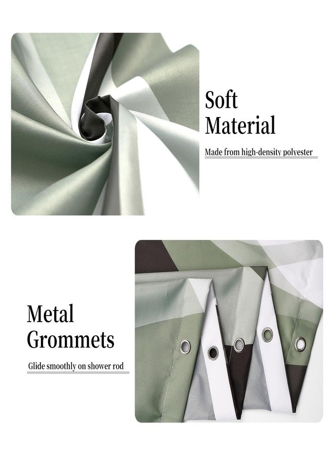 Ruelvth Sage Green Shower Curtain, Abstract Ombre Green and Grey Striped Shower Curtain Set for Bathroom Waterproof Polyester Shower Curtain with Hooks, 72x72 Inch - Image 4