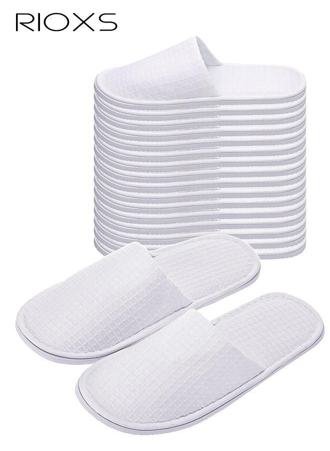 RIOXS Slippers for Guests, 9 Pairs Universal Spa Slippers, Closed-Toe Slippers for Women and Men, Non-Slip Half Slippers, Disposable Guests Slippers, Reusable House Slippers, White Hotel Slippers, Beauty Slippers, Comfzy Semi Slippers for Travel/ Wedding Party Bathroom Bedroom, Bulk Washable Slippers for Family - Image 1