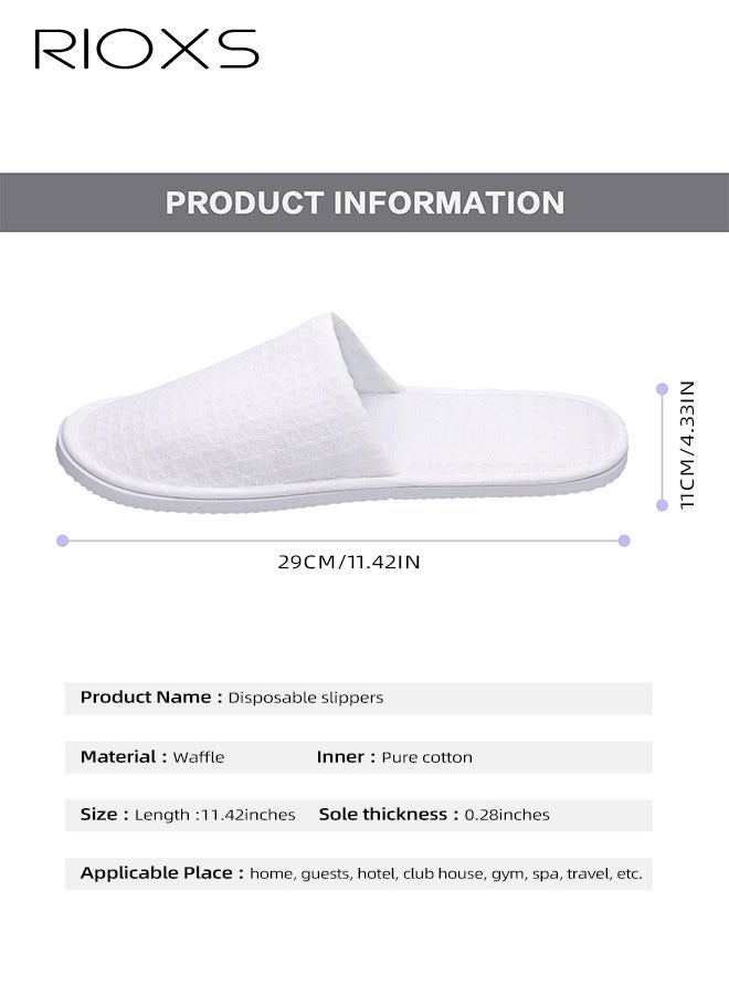 RIOXS Slippers for Guests, 9 Pairs Universal Spa Slippers, Closed-Toe Slippers for Women and Men, Non-Slip Half Slippers, Disposable Guests Slippers, Reusable House Slippers, White Hotel Slippers, Beauty Slippers, Comfzy Semi Slippers for Travel/ Wedding Party Bathroom Bedroom, Bulk Washable Slippers for Family - Image 2