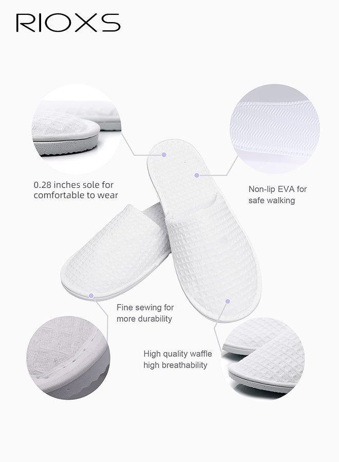 RIOXS Slippers for Guests, 9 Pairs Universal Spa Slippers, Closed-Toe Slippers for Women and Men, Non-Slip Half Slippers, Disposable Guests Slippers, Reusable House Slippers, White Hotel Slippers, Beauty Slippers, Comfzy Semi Slippers for Travel/ Wedding Party Bathroom Bedroom, Bulk Washable Slippers for Family - Image 3