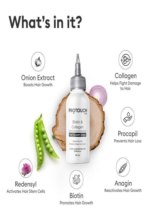 PROTOUCH Biotin & Collagen Hair Growth Drops | Hair Serum with Redensyl, Anagain, Procapil, and Onion Extract | Promotes Hair Quality and Growth | All Hair Types (Pack of 1) - Image 3