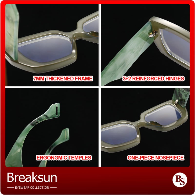 Breaksun نظارات بريكسون السميكة لحجب الضوء الأزرق للنساء والرجال، نظارات عصرية كبيرة مربعة للألعاب الحاسوبية (أخضر زيتوني) - Image 4