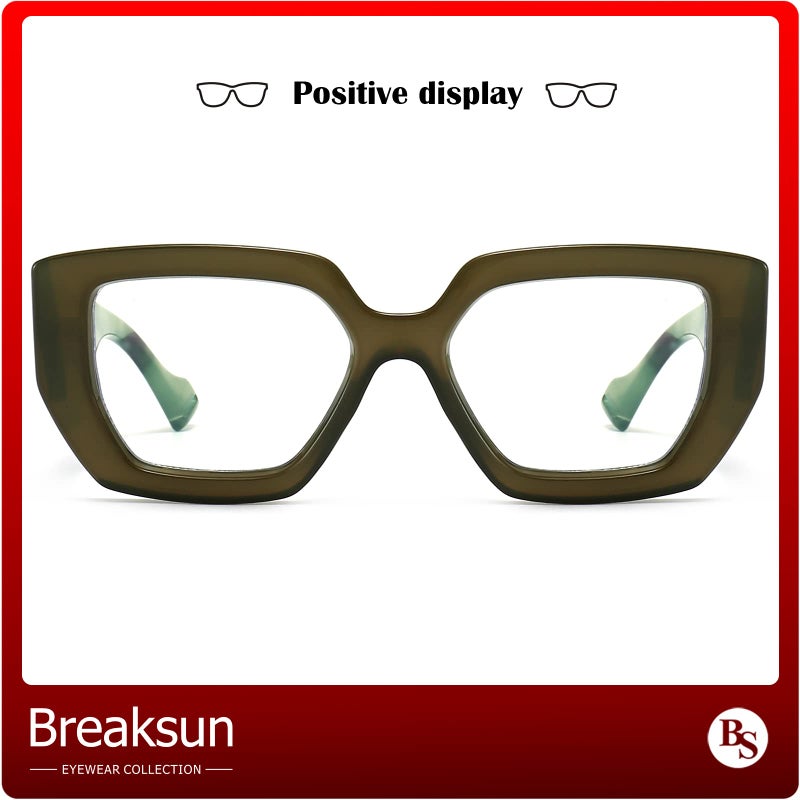 Breaksun نظارات بريكسون السميكة لحجب الضوء الأزرق للنساء والرجال، نظارات عصرية كبيرة مربعة للألعاب الحاسوبية (أخضر زيتوني) - Image 5