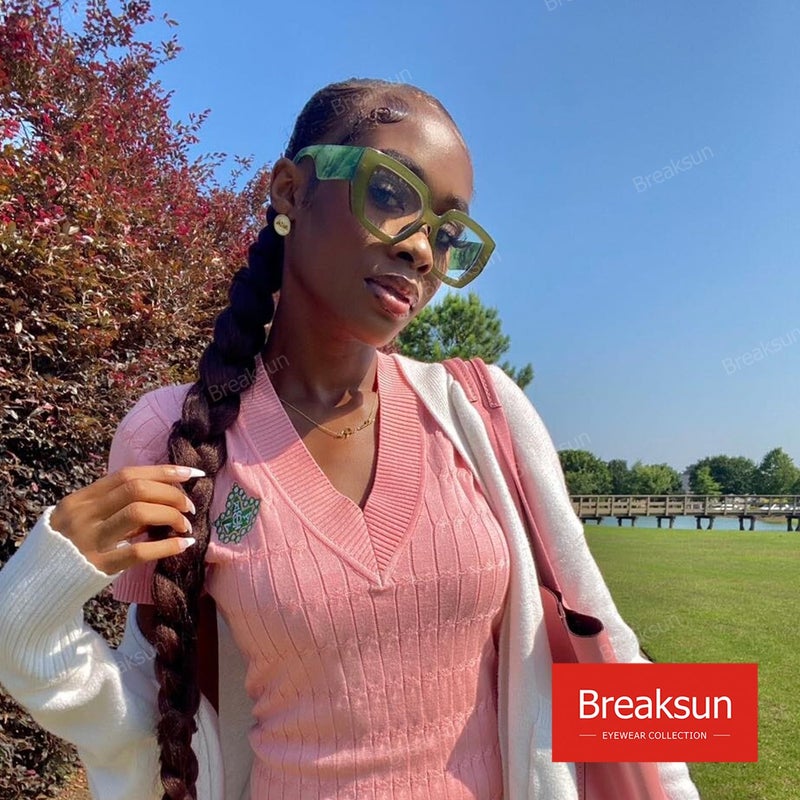 Breaksun نظارات بريكسون السميكة لحجب الضوء الأزرق للنساء والرجال، نظارات عصرية كبيرة مربعة للألعاب الحاسوبية (أخضر زيتوني) - Image 3