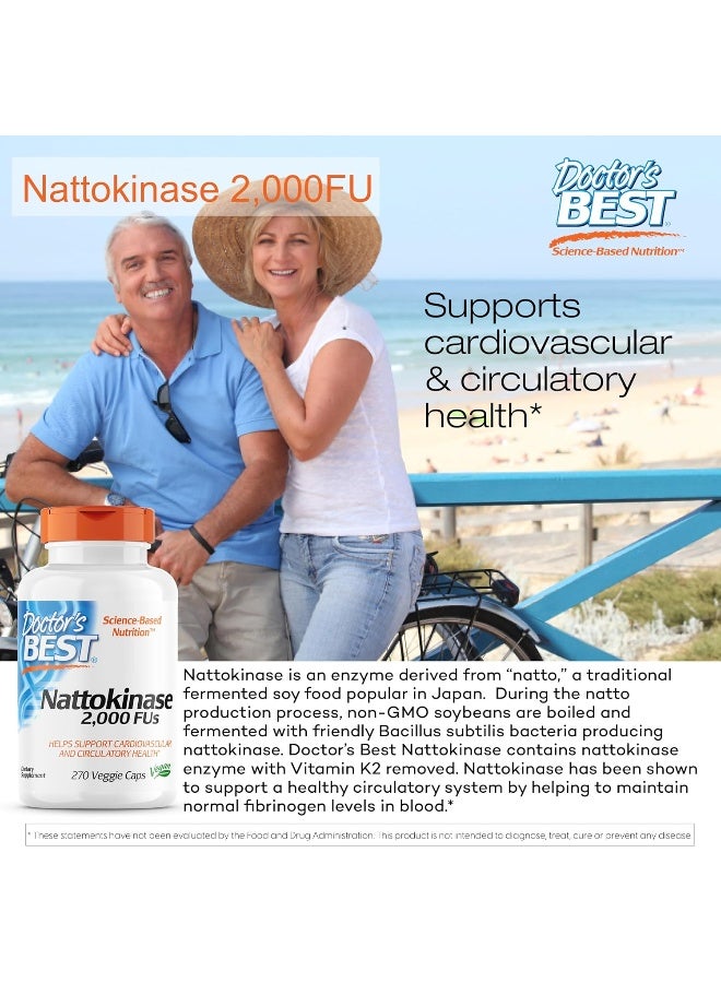 Doctor's BEST Doctor's Best Nattokinase, Non-GMO, Vegan, Gluten Free, 270 Veggie Caps  - Image 4