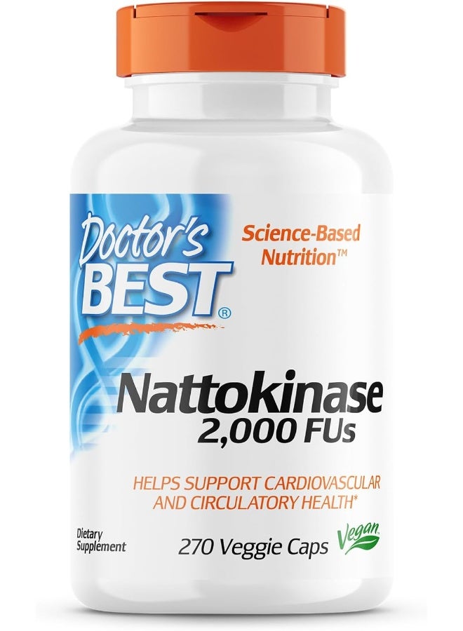 Doctor's BEST Doctor's Best Nattokinase, Non-GMO, Vegan, Gluten Free, 270 Veggie Caps  - Image 1