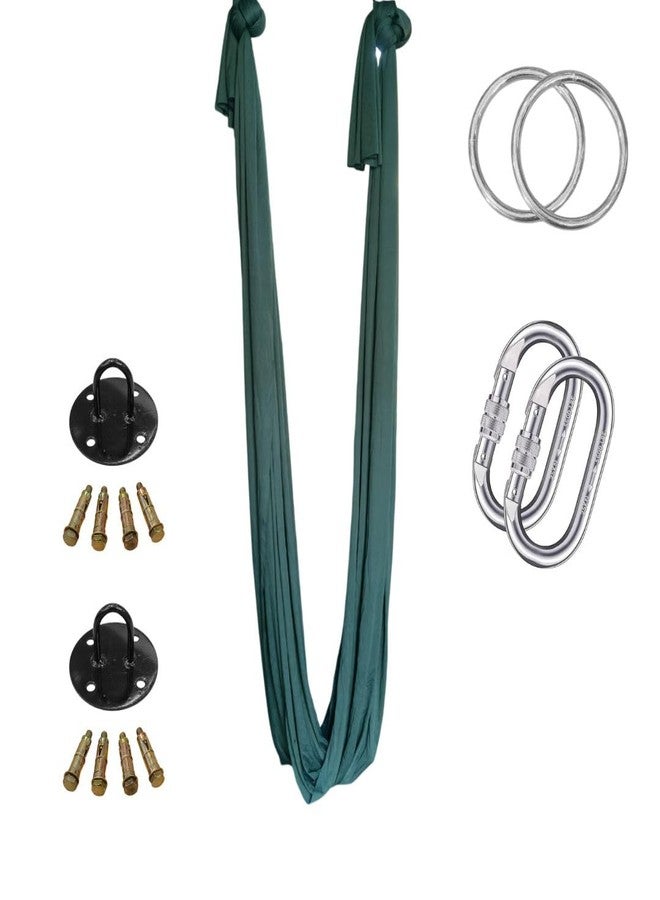 Streetup India® Lycra Fabric 6x1.5 Mtrs Aerial Swing/Yoga Hammock for Antigravity Yoga/Flying Yoga| With Kit| Green - Image 1