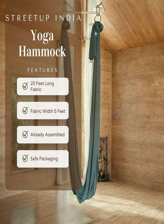 Streetup India® Lycra Fabric 6x1.5 Mtrs Aerial Swing/Yoga Hammock for Antigravity Yoga/Flying Yoga| With Kit| Green - Image 2