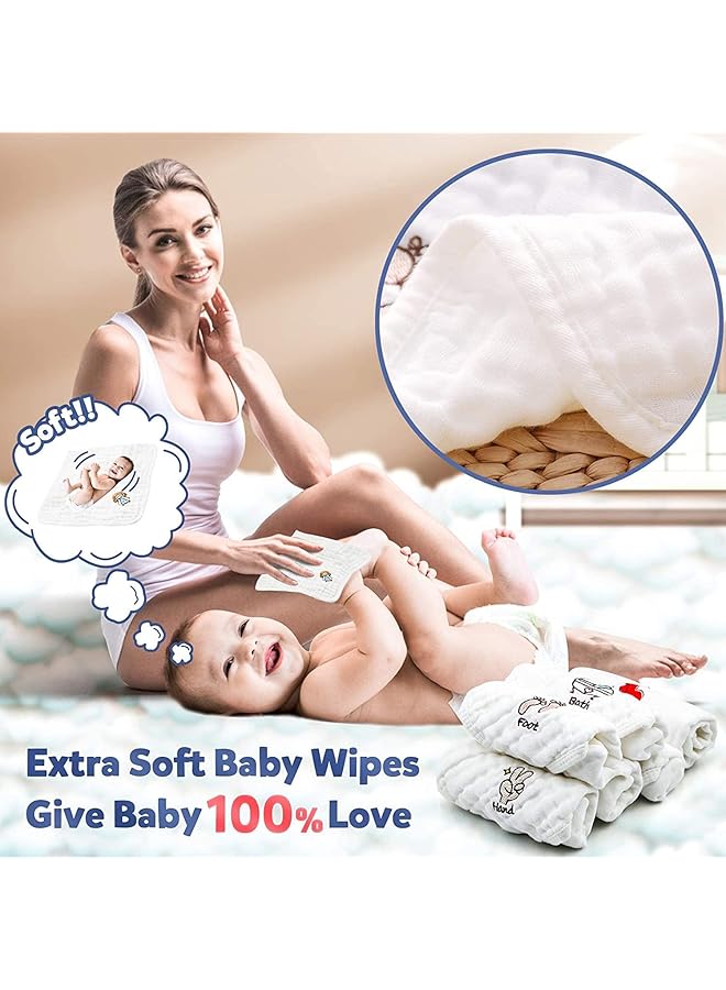 Excefore Baby Washcloths 5 Pcs Cotton Natural Soft Face Towels 30X30 Cm Reusable Extra Soft Multi Purpose - Image 5