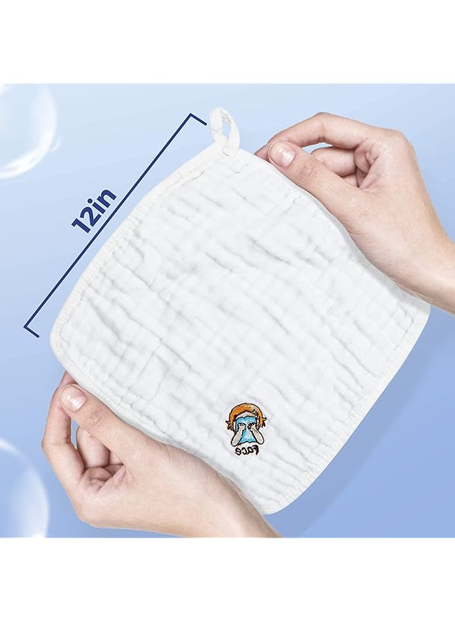 Excefore Baby Washcloths 5 Pcs Cotton Natural Soft Face Towels 30X30 Cm Reusable Extra Soft Multi Purpose - Image 2