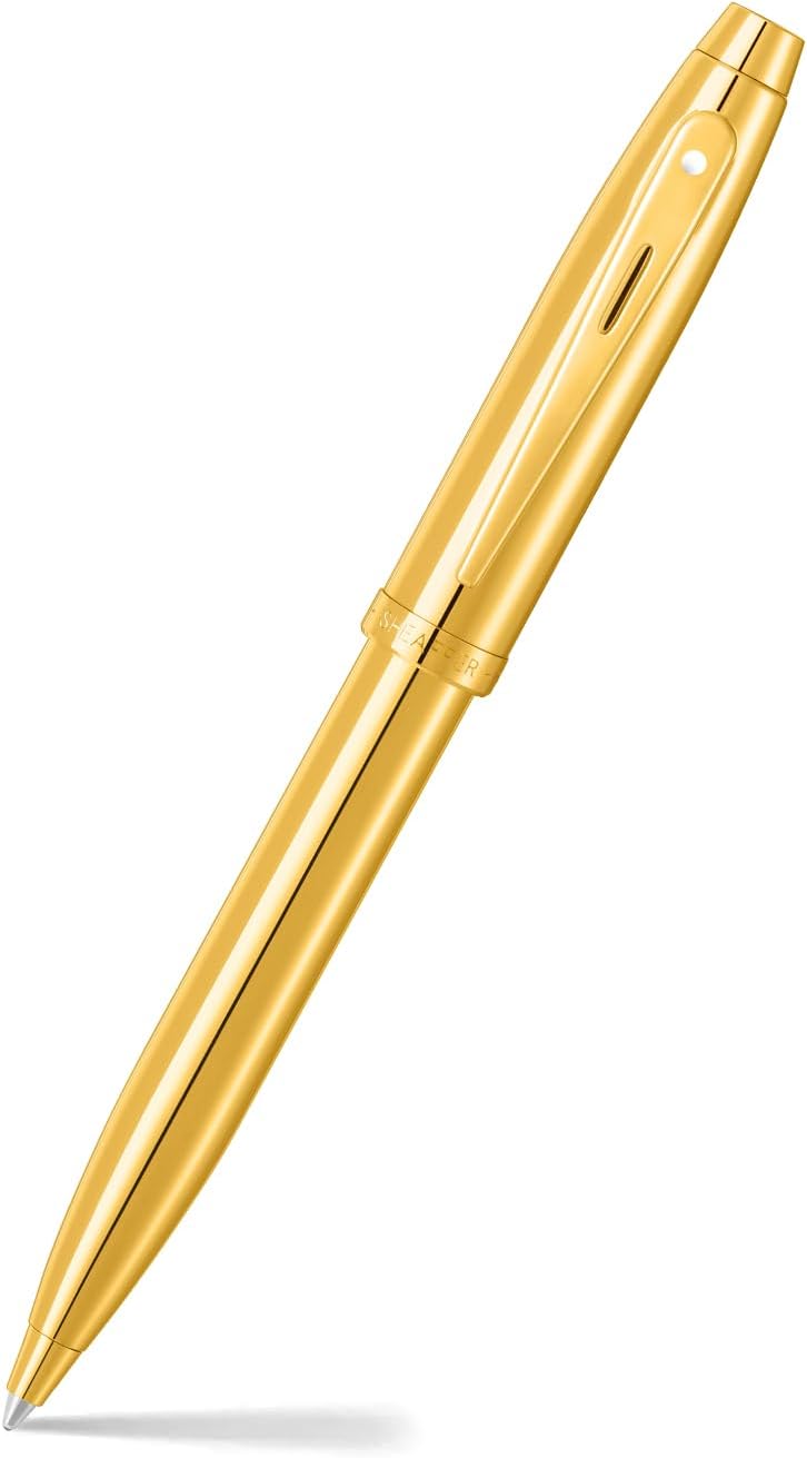 SHEAFFER قلم حبر جاف شيفر 100 9372 بلمسة نهائية لامعة من PVD باللون الذهبي مع تفاصيل من PVD باللون الذهبي - Image 1