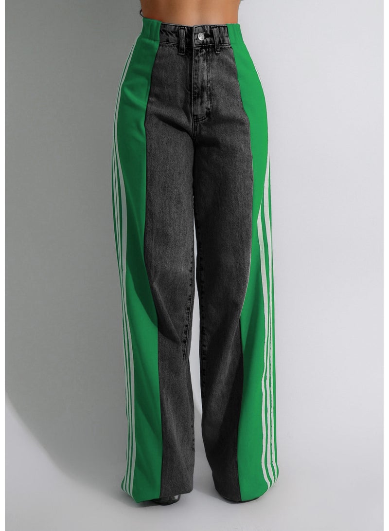 SCACTO Casual High-waist Stretch Straight-leg Jeans 