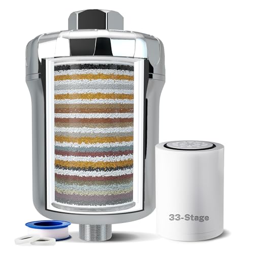 iSpring 33Stage High Output Shower Filter Universal Shower Head Filter for Hard Water 99 Removal of Heavy Metals Chlorine Sediment Chrome SF1S - Image 1