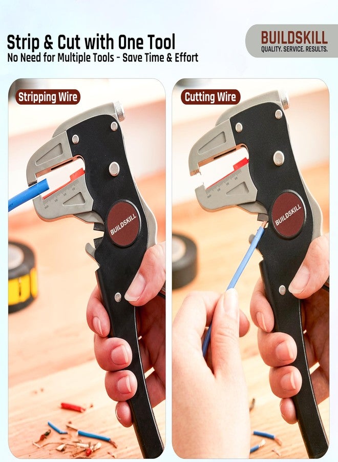 BUILDSKILL 2 IN 1 Automatic Wire Stripping & Cutting Tool - Precision Cutter for Electrical, Automotive, Cords & Cables - Ergonomic Handle with Pressure Adjustment - Image 2