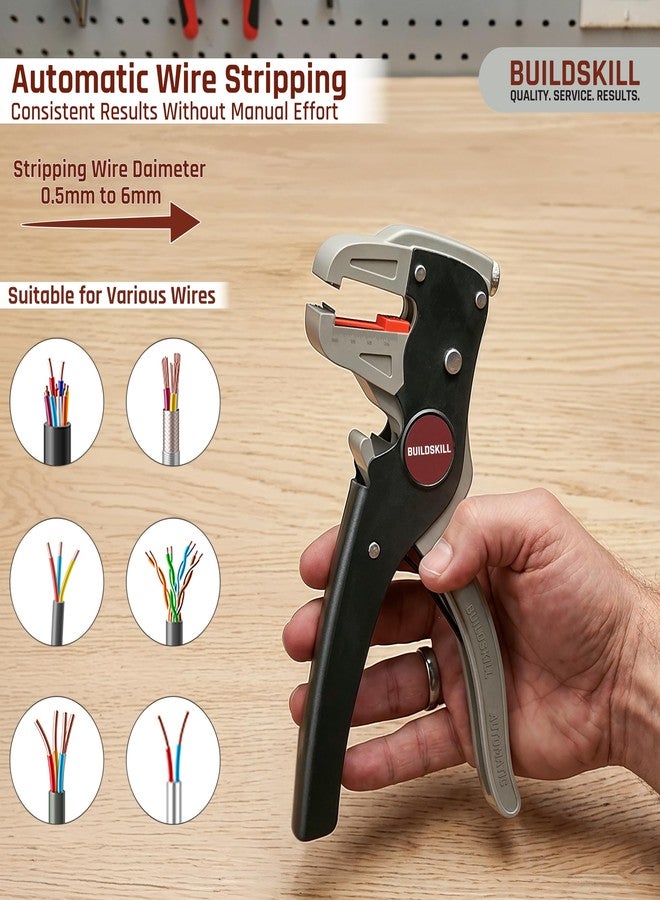 BUILDSKILL 2 IN 1 Automatic Wire Stripping & Cutting Tool - Precision Cutter for Electrical, Automotive, Cords & Cables - Ergonomic Handle with Pressure Adjustment - Image 4