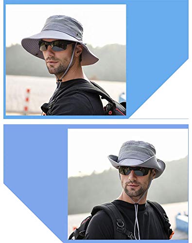 Gustave® Hat Cap for Men Wide Brim Summer Sun Cap for Men UV Protection Fishsing Hat Foldable Bucket Hat Outdoor(Grey) - Image 4