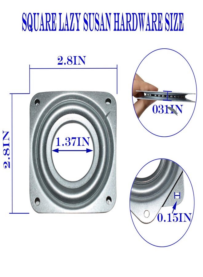 Evadow 10Pack Lazy Susan Hardware, 3” Square Ball Bearing Swivel Plate, 120lbs Capacity 5/16” Thick Rotating Disc, Lazy Susan Turntable for Serving Trays, Kitchen Cabinet, Craft Project, Makeup Holder - Image 2