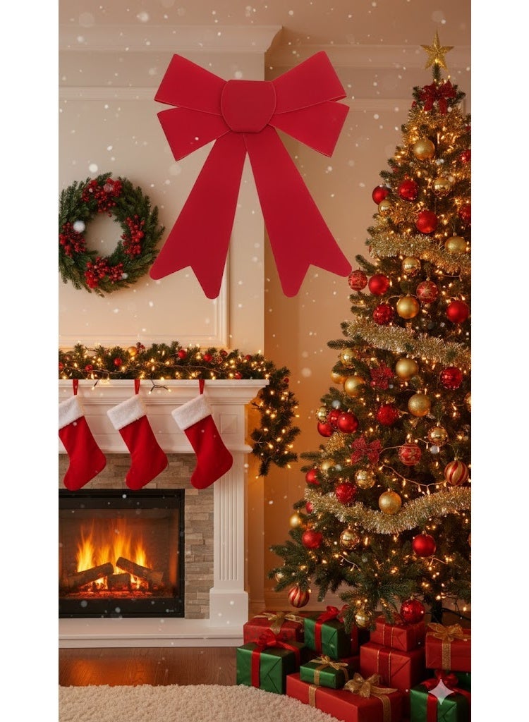 فيونكة ديكور كريسماس كبيرة – أحمر - Image 2