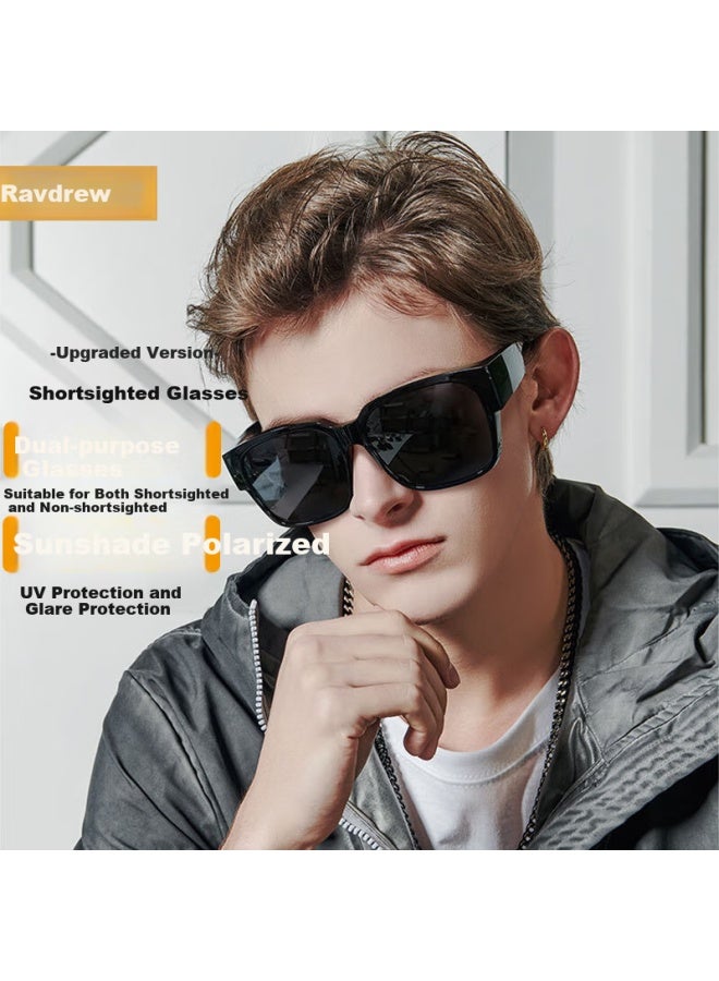 Lovedru Lafudelu Sungl With Polarized Lenses For Nearsightedness, Uv400 Protection For Both Nearsighted And Non-nearsighted, Dual-use Anti-glare Gl, Windproof And Dustproof Large Frame Driving Sungl Case Tg821 - Image 1