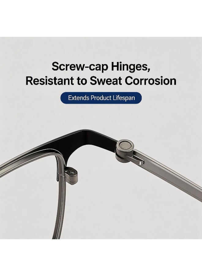 بوكيلار نظارات تيتانيوم PUKCLAR إطار كامل تيتانيوم نقي براولاين عدسات غير طبية أسود غير لامع للأعمال والموضة للرجال والنساء للمكتب والاستخدام اليومي - Image 5