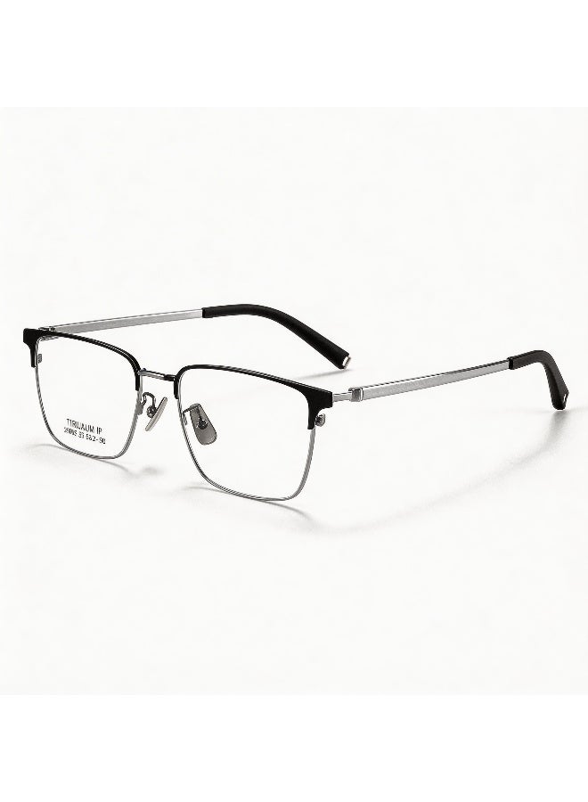 بوكيلار نظارات تيتانيوم PUKCLAR إطار كامل تيتانيوم نقي براولاين عدسات غير طبية أسود غير لامع للأعمال والموضة للرجال والنساء للمكتب والاستخدام اليومي - Image 1