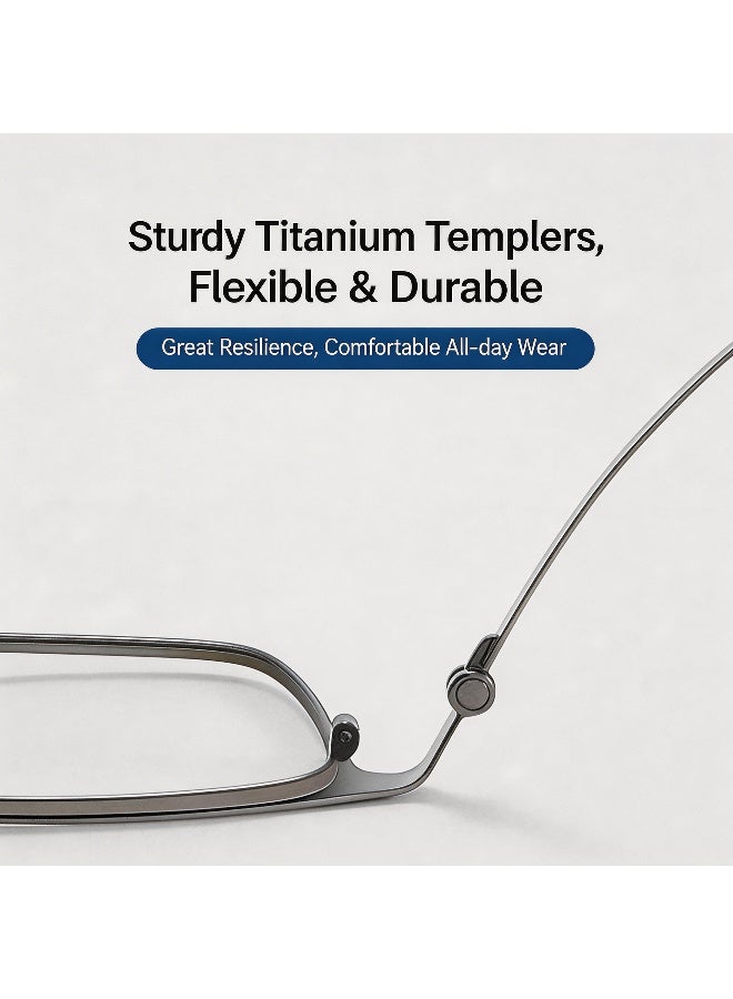 بوكيلار نظارات تيتانيوم PUKCLAR إطار كامل تيتانيوم نقي براولاين عدسات غير طبية أسود غير لامع للأعمال والموضة للرجال والنساء للمكتب والاستخدام اليومي - Image 4