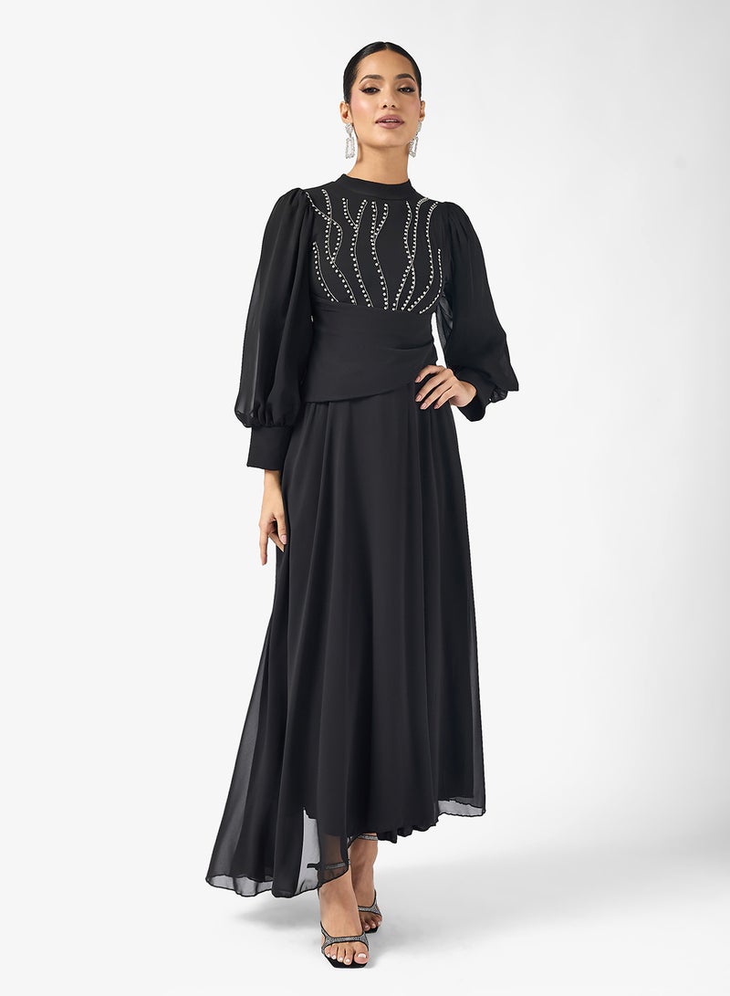 Khizana A-line Dress With Embellished Bodice - Image 4