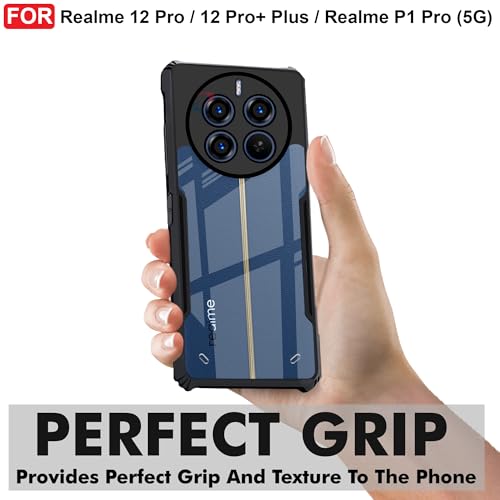CEDO Realme 12 Pro/Realme 12 Pro+ Plus/Realme P1 Pro (5G) Back Case Cover | Camera Protection Shockproof | Acrylic Crystal Clear 360 Degree Protection | Transparent Eagle Back Case Cover (Black) - Image 2