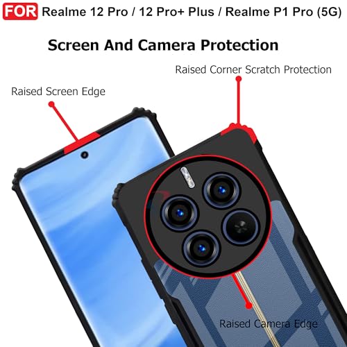 CEDO Realme 12 Pro/Realme 12 Pro+ Plus/Realme P1 Pro (5G) Back Case Cover | Camera Protection Shockproof | Acrylic Crystal Clear 360 Degree Protection | Transparent Eagle Back Case Cover (Black) - Image 4