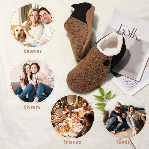 ERGOfoot Orthopedic Slippers with Arch Support for Women and Men – Fuzzy House Shoes for Plantar Fasciitis Relief, Closed Back, Soft Plush Sherpa Fleece Lining Moccasin/Brown W11/M10 - Image 4