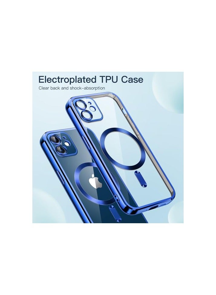 جي تيك حافظة JETech ناعمة وشفافة لهاتف iPhone 12 مقاس 6.1 بوصة، حماية كاملة لعدسة الكاميرا، متوافقة مع الشحن اللاسلكي MagSafe، غطاء هاتف TPU مطلي بالكهرباء مقاوم للصدمات (أزرق داكن) - Image 4