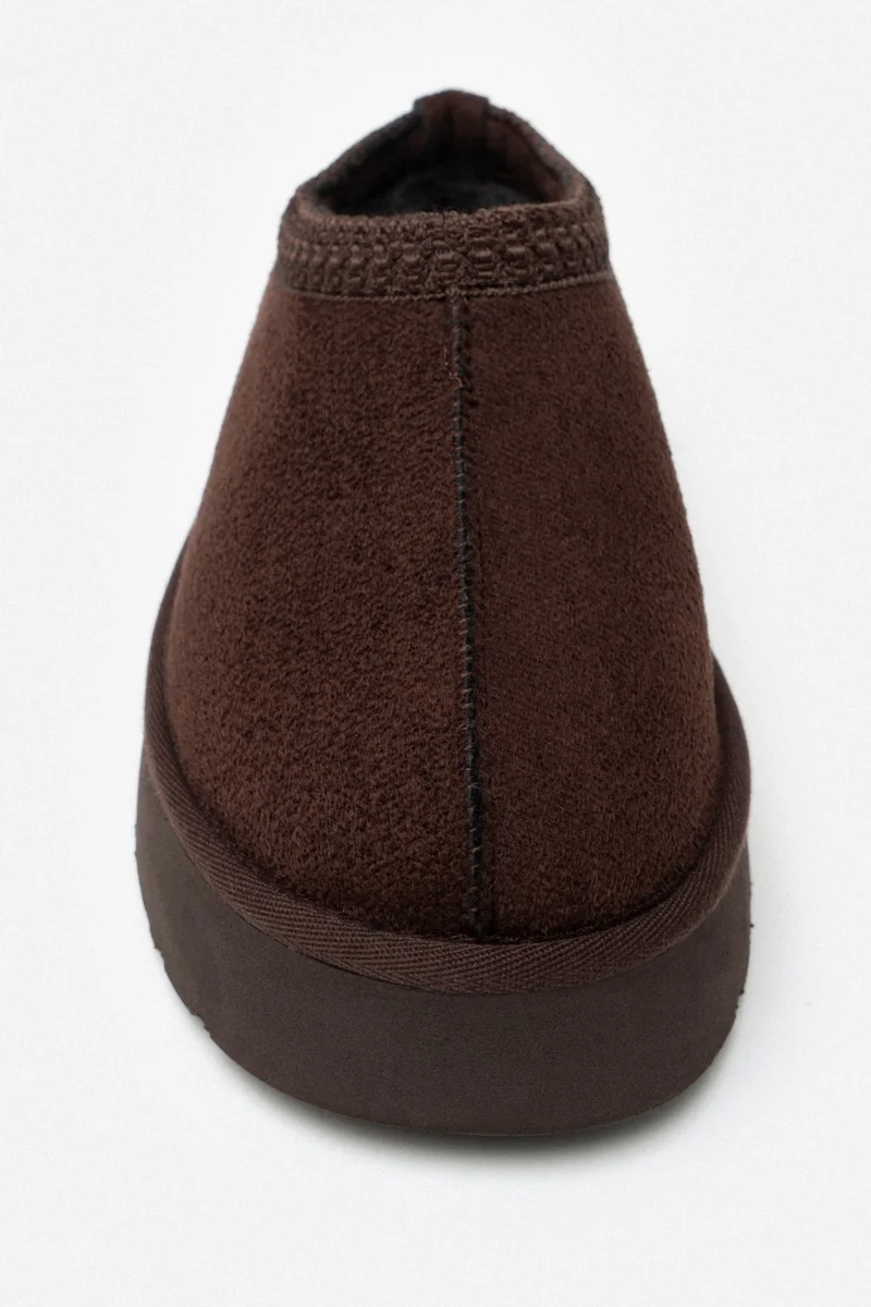 نيشانتاشي شوز Sweet Brown Suede Fur Flat Sole Sabo Home Slippers