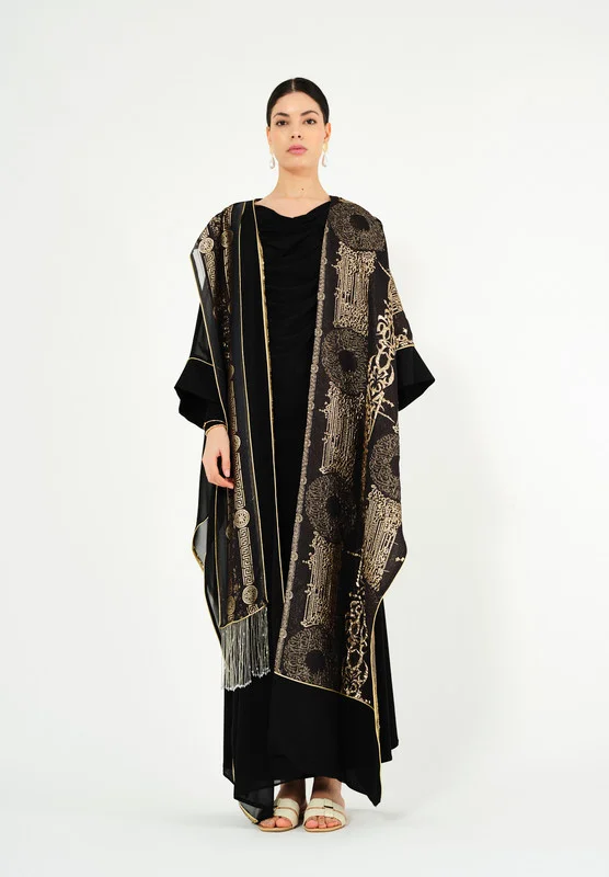Thouq Stunninhg Jalabiya With Cowl Neckline With Long Sleeves