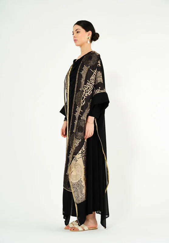 Thouq Stunninhg Jalabiya With Cowl Neckline With Long Sleeves