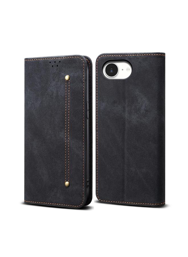 S-TOP Case For iPhone 16e Denim Texture Casual Style Horizontal Flip Leather Case - Image 1